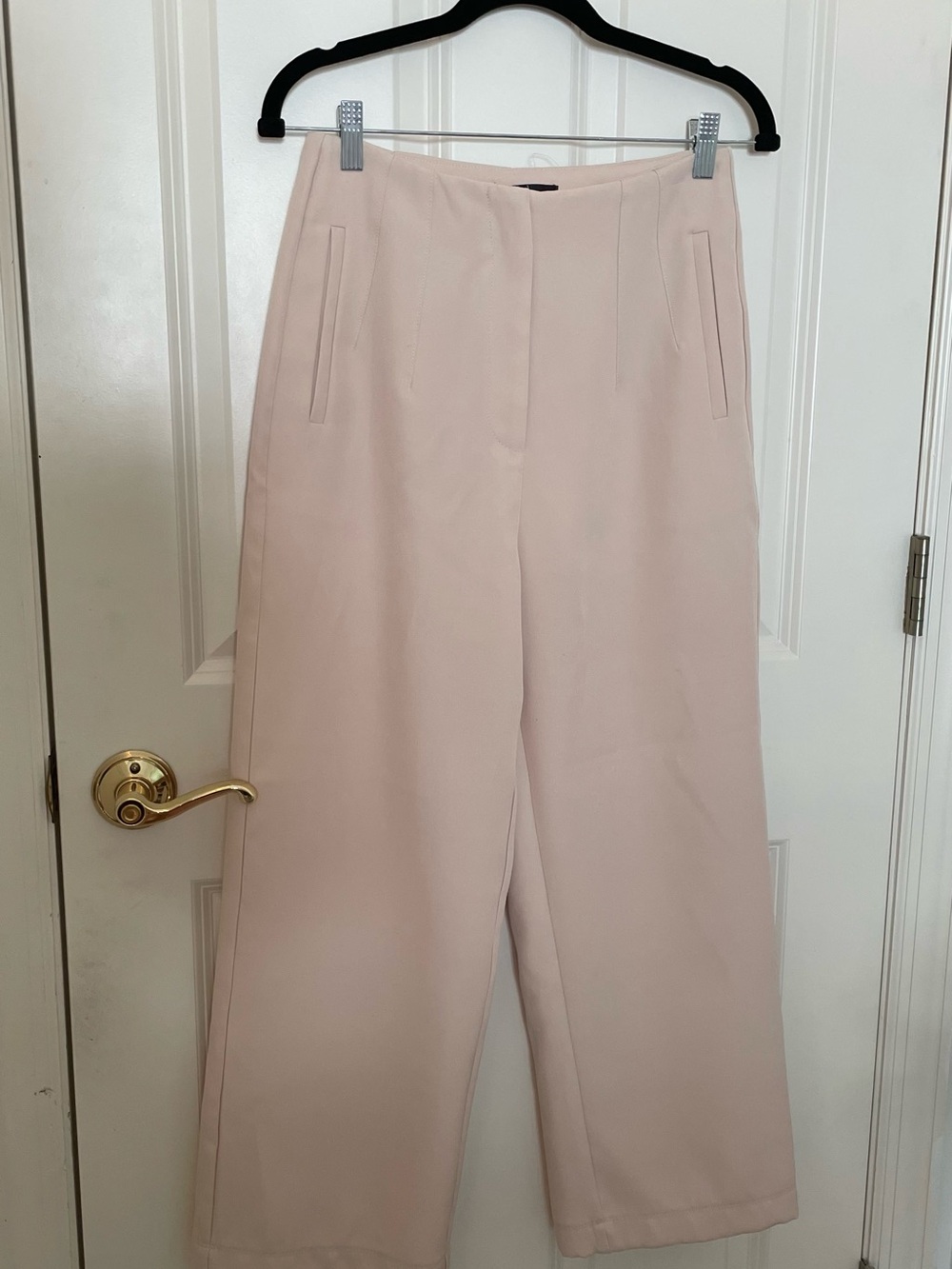 Lulu’s Beige/Cream Build Your Dreams Straight Leg High Rise Trouser Pants